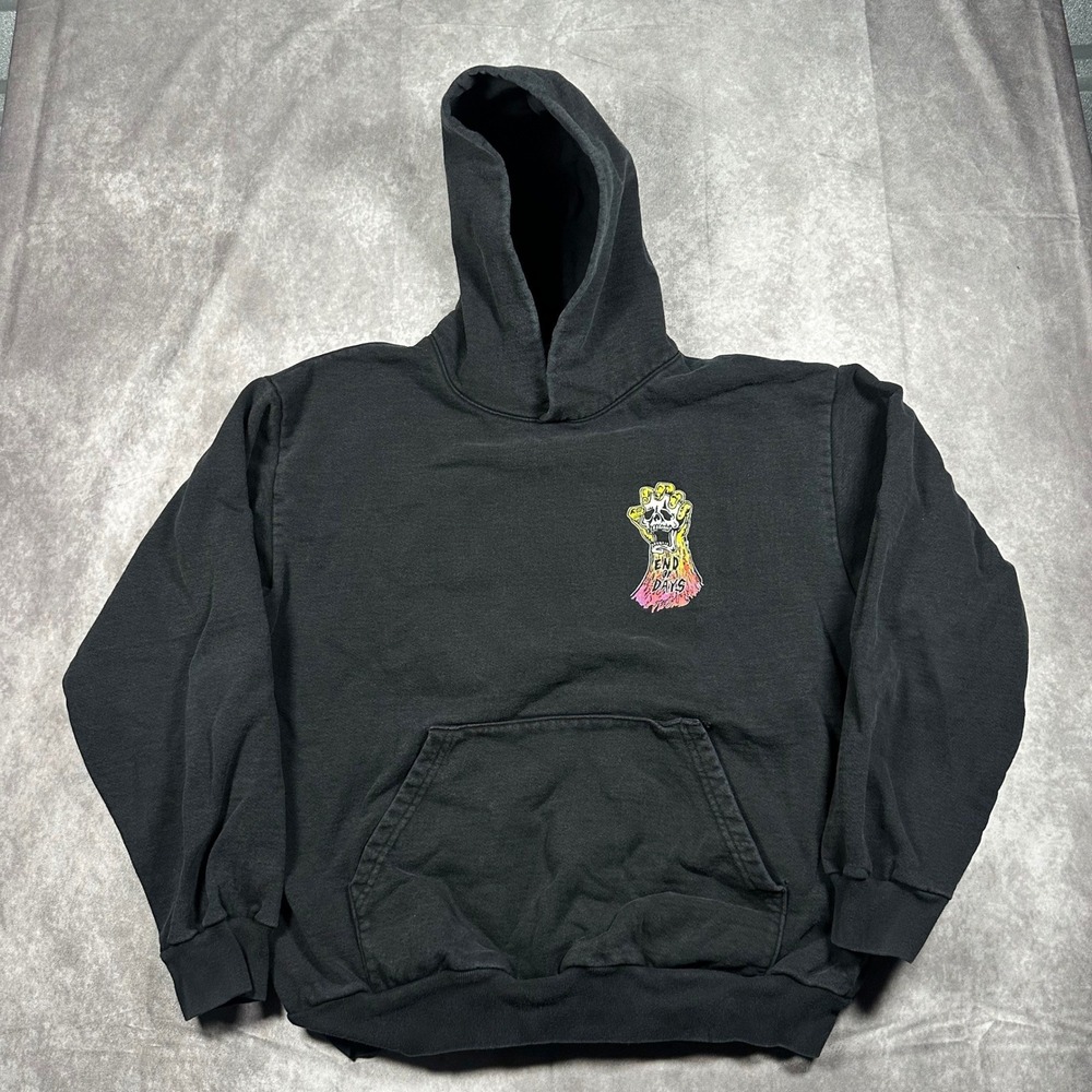 Warren Lotas End of Days Reaper Graphic Hoodie Black Mens XL Y2K Streetwear Rare
